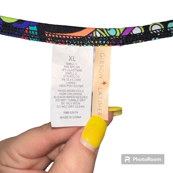 Gibson Latimer Swim Paisley Halter Swimsuit Set, Size XL, Gold detailing‎ - Picture 10 of 10